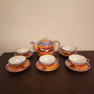 VTG - Takito Japanese Lusterware Hand Painted Tea Pot, Teacups, and Saucers set